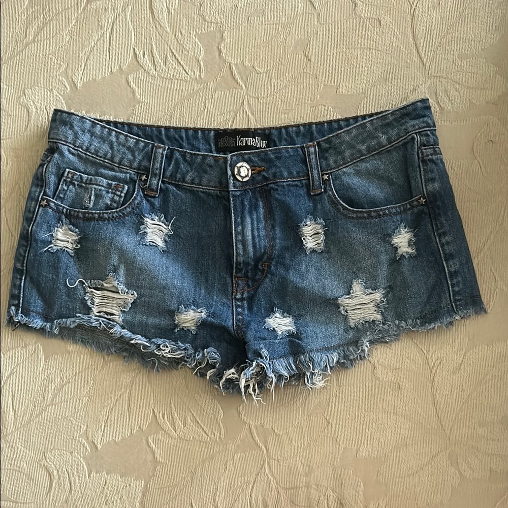 Karma Blue Distressed Denim Shorts size 9